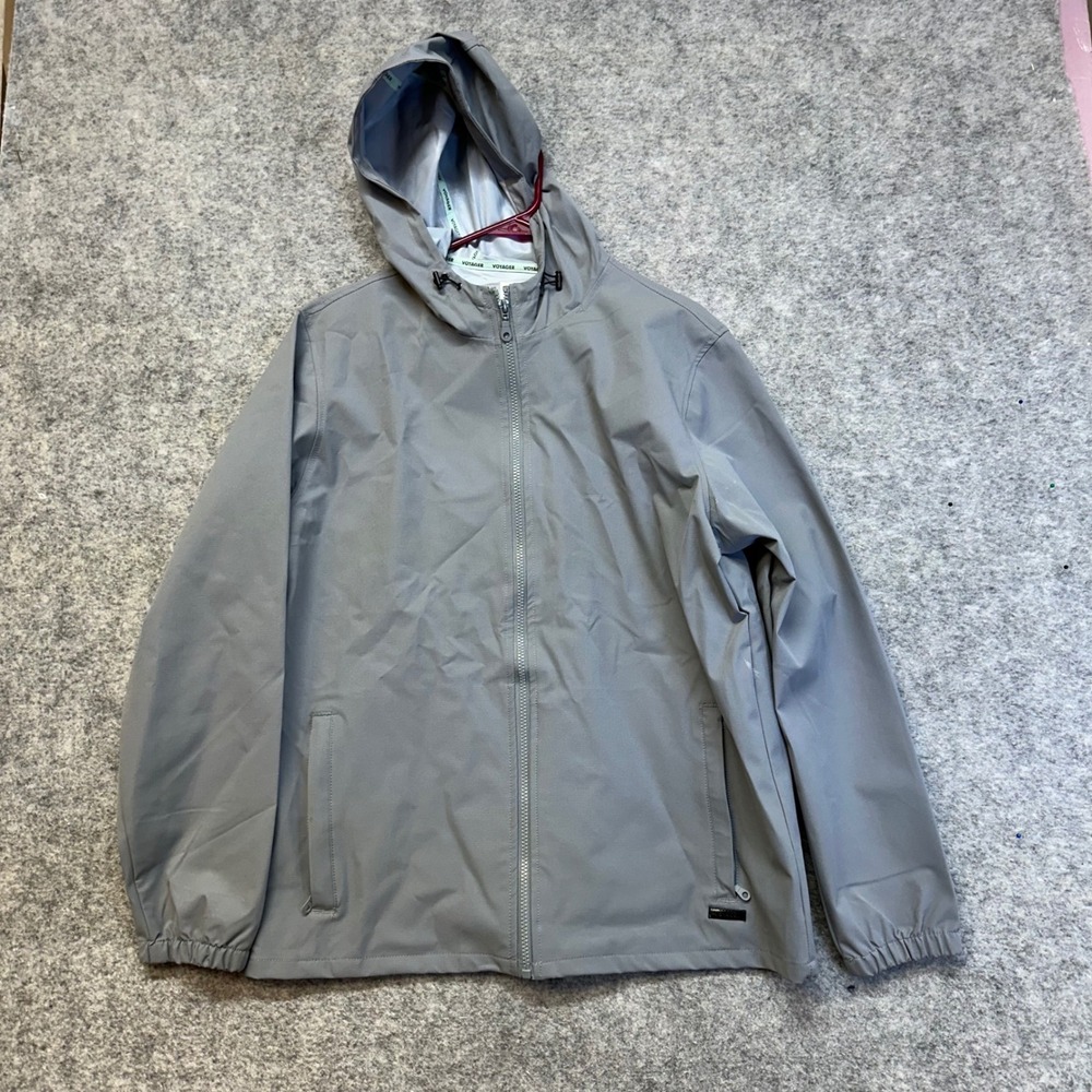 Voyager Windbreaker Jacket Mens Medium Grey Hooded Full Zip
